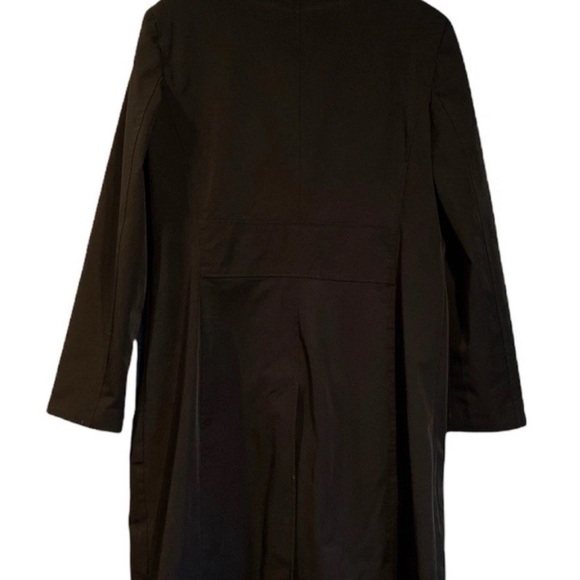 Ann Taylor Black rain trench coat button up pockets lined collared neck Size 6 - Picture 4 of 12